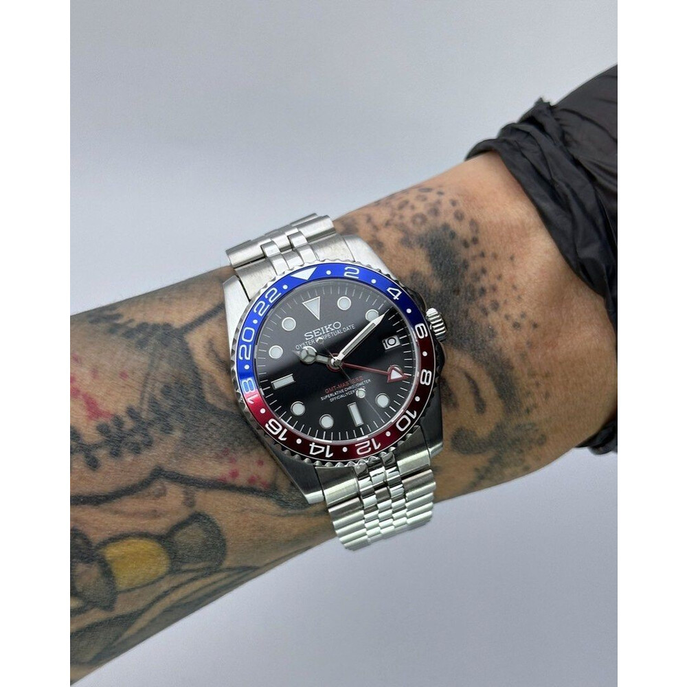 Custom Seiko Mod • Pepsi GMT-Master II w/ Ice Blue Lume • 36mm